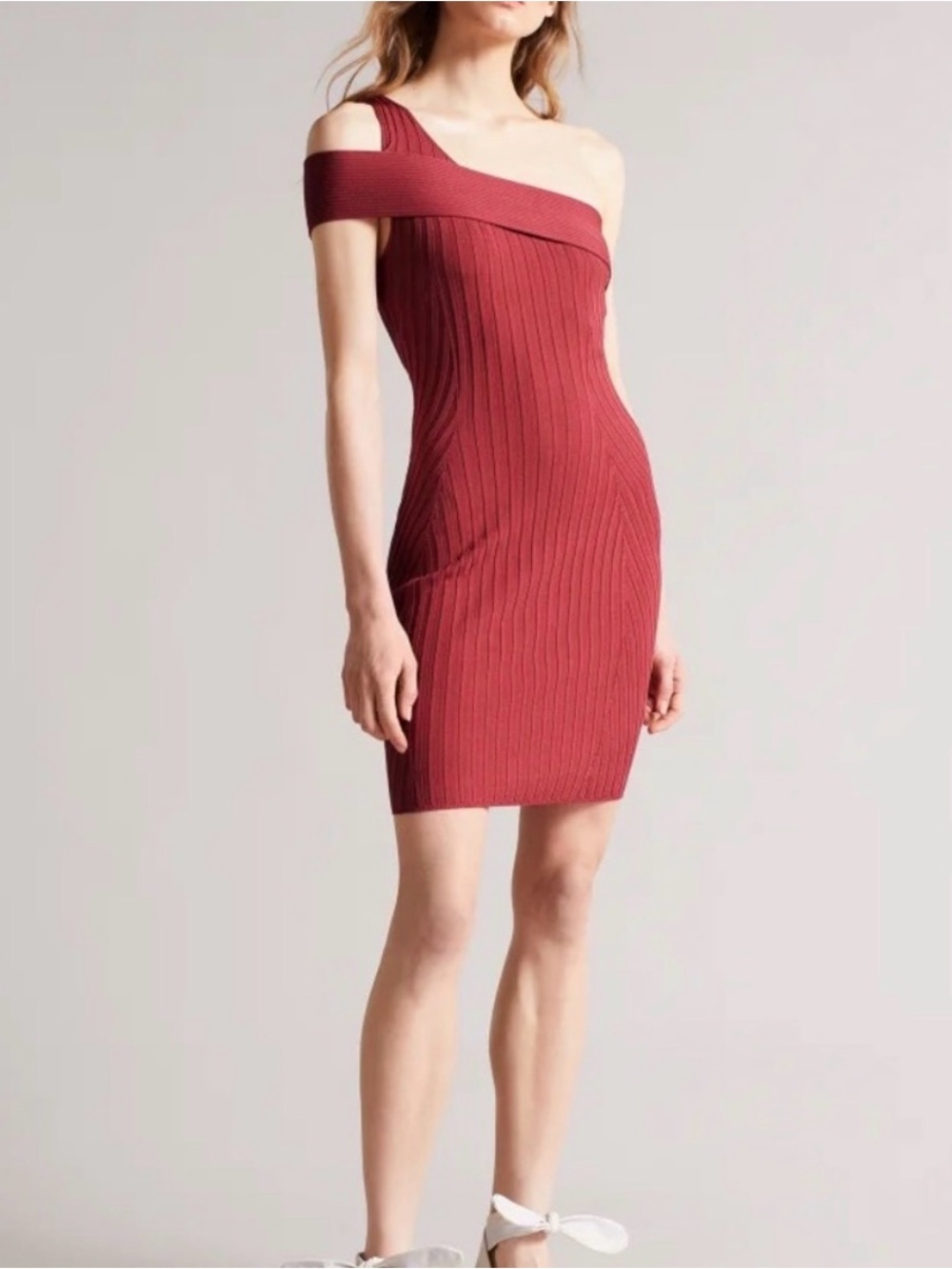 Ted Baker London Ragazza Seam Free Ribbed One Shoulder Dress Size Large
